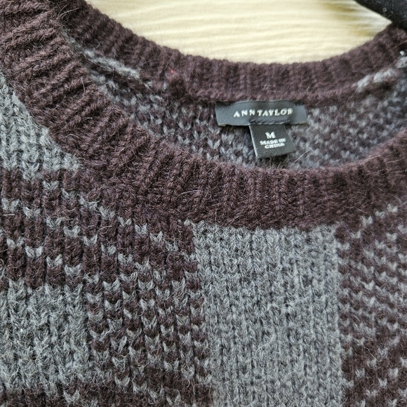 Ann Taylor gray and brown sweater angora alpaca size medium - Picture 2 of 6